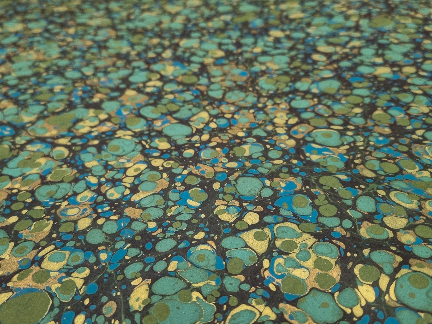 Marbled Paper: Green & Blue Shell by Papiers Prina