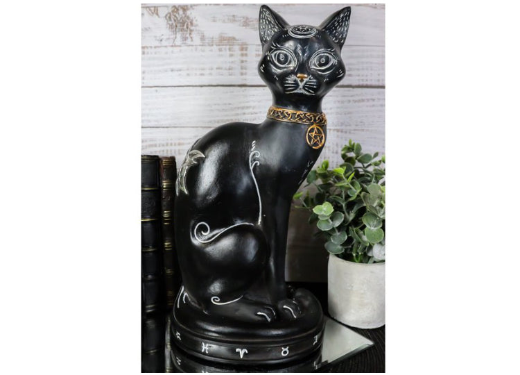 Black Cat Alchemy Symbols Statue